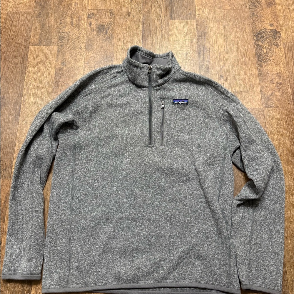Patagonia Gray Zip Up Sweater with Fleece Texture